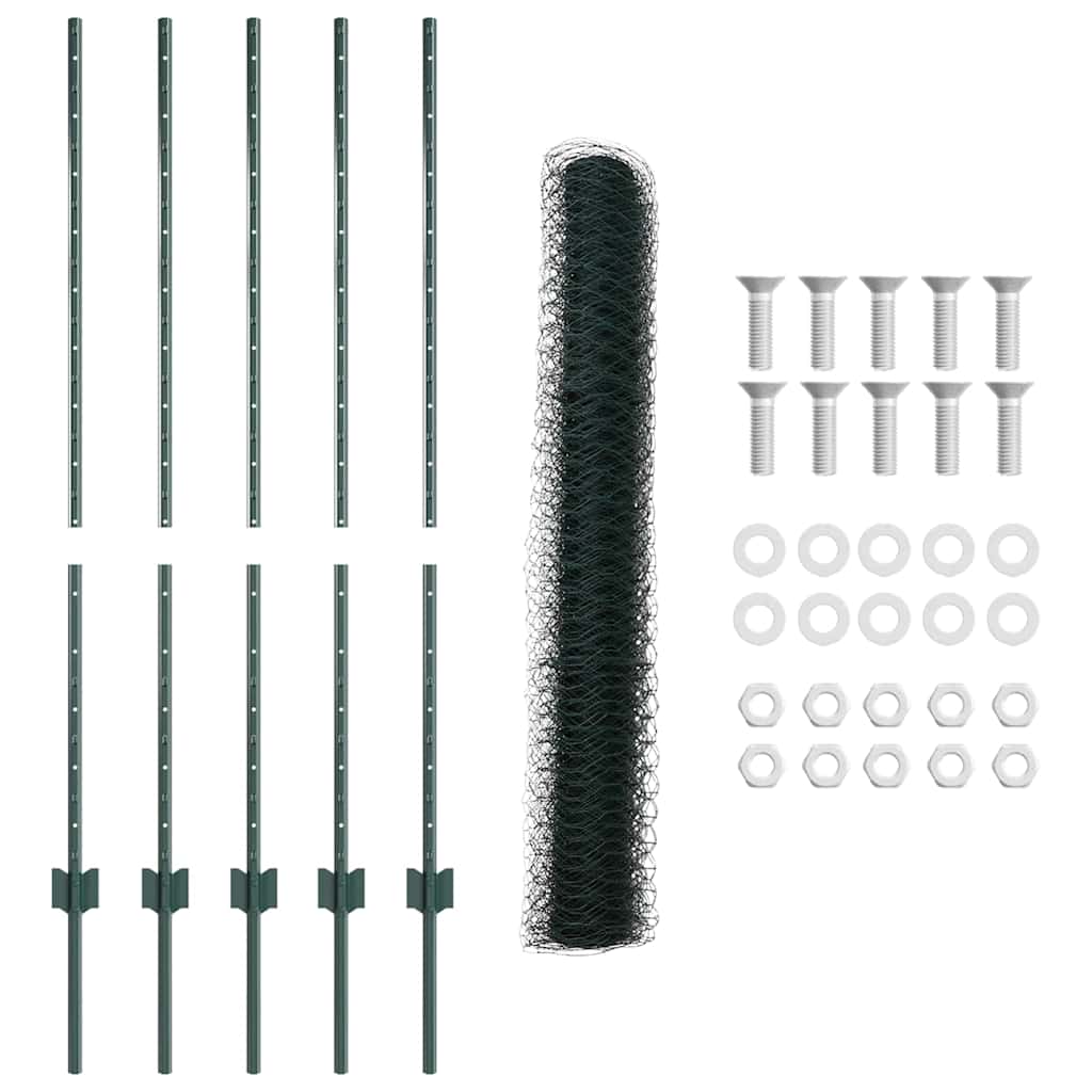 vidaXL Εξαγωνική Φράχτη με Στύλο 10 x 1,2 μ PVC-Επικαλυμμένο Ατσάλι