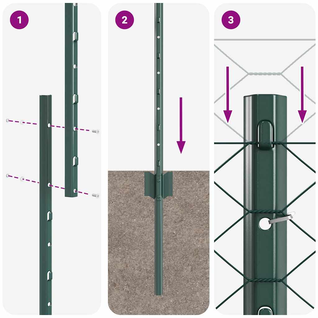 vidaXL Εξαγωνική Φράχτη με Στύλο 10 x 1,2 μ PVC-Επικαλυμμένο Ατσάλι