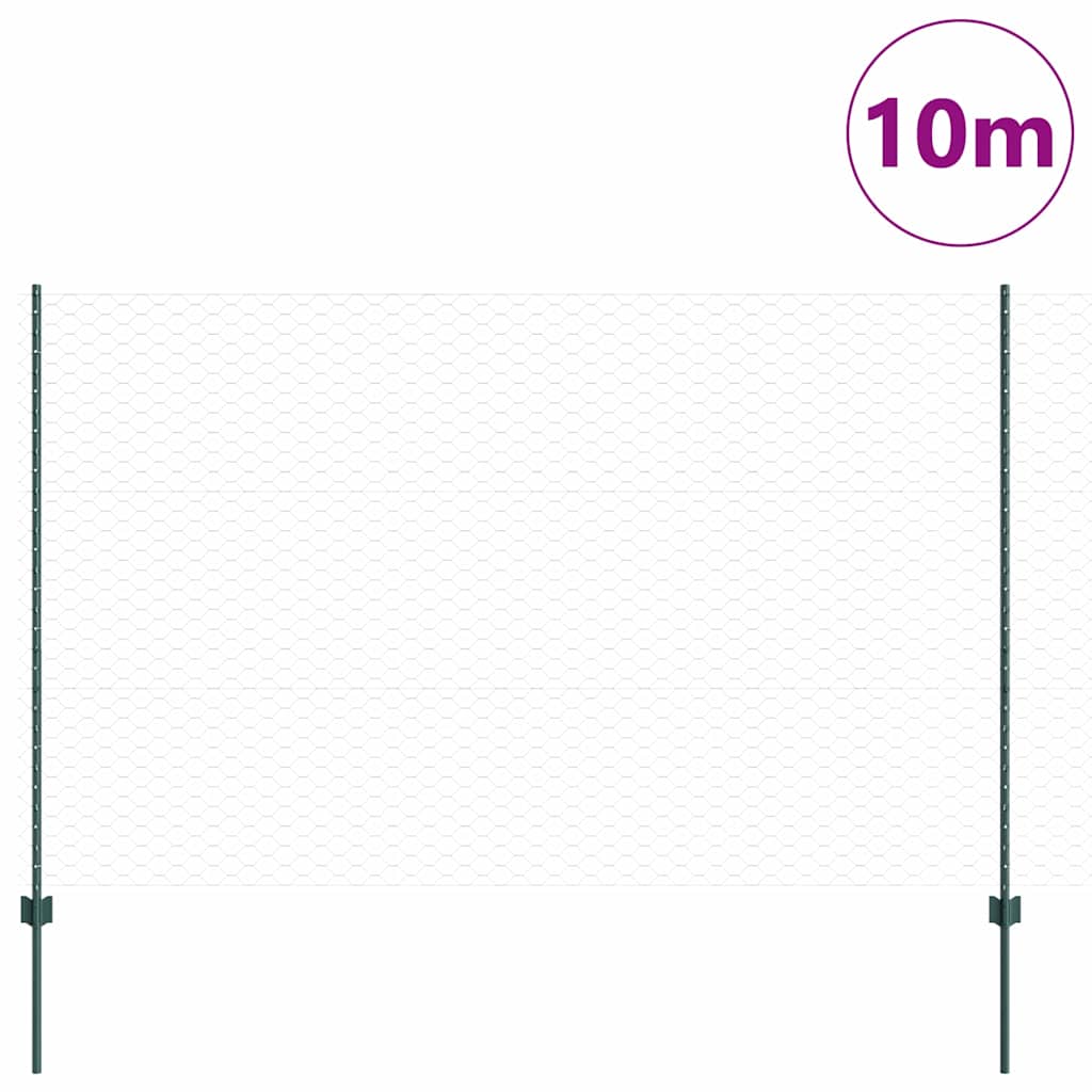 vidaXL Εξαγωνική Φράχτη με Στύλο 10 x 1,5 m PVC-Επικαλυμμένο Ατσάλι
