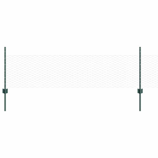 vidaXL Σετ Εξαγωνικού Φράχτη Σετ 2 Πράσινο Ατσάλι με Σκόνη Βαφής Μεγάλο