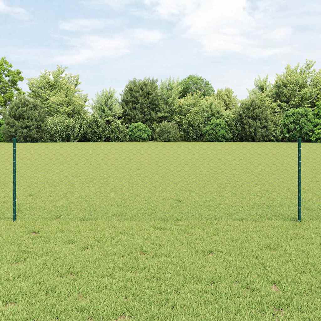 vidaXL Εξαγωνική Φράχτη με Στύλο 25 x 0,6 μ PVC-Επικαλυμμένο Ατσάλι