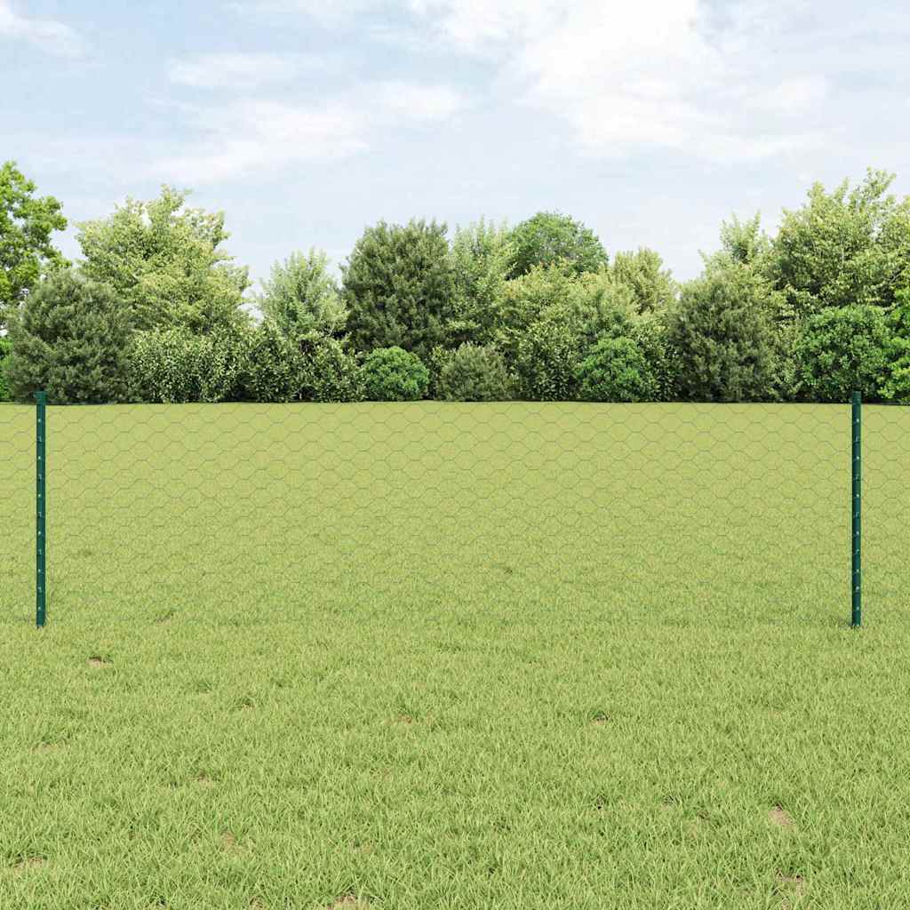vidaXL Εξαγωνική Φράχτη με Στύλο 25 x 0,6 μ PVC-Επικαλυμμένο Ατσάλι