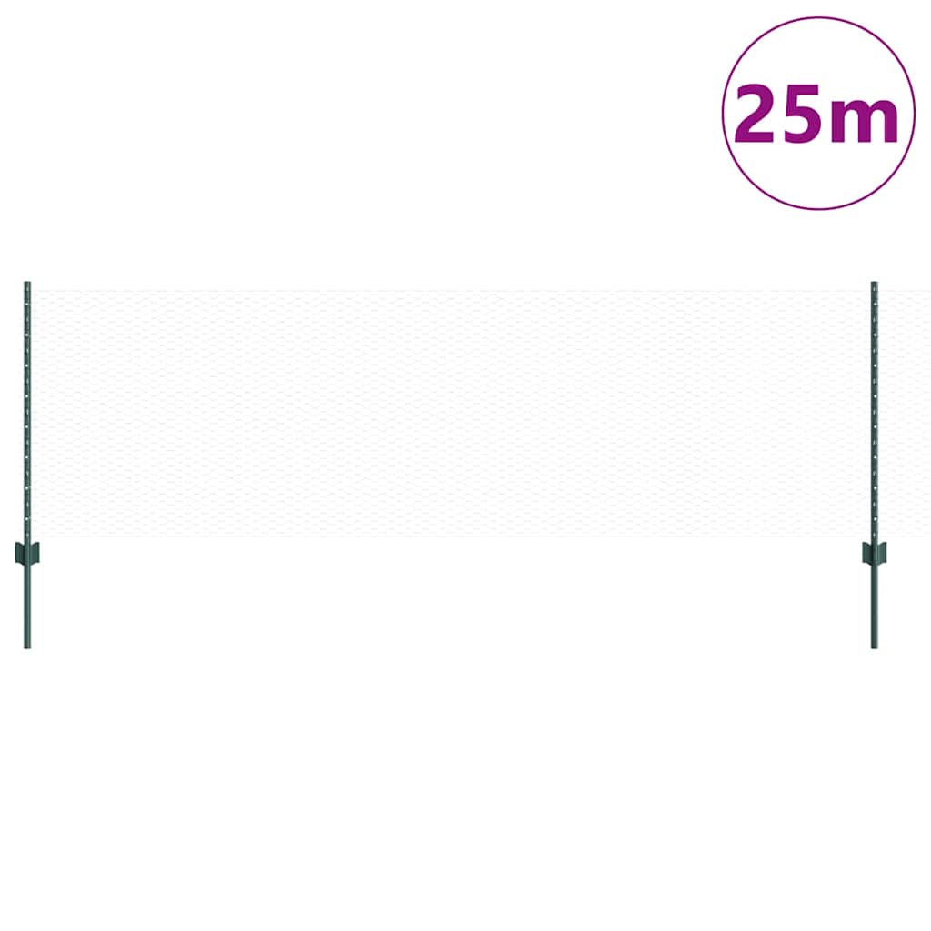 vidaXL Εξαγωνική Φράχτη με Στύλο 25 x 0,8 m PVC-Επικαλυμμένο Ατσάλι