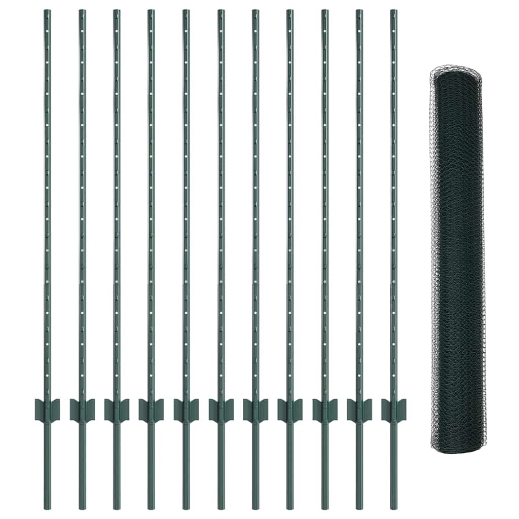 vidaXL Εξαγωνική Φράχτη με Στύλο 25 x 1,2 μ PVC-Επικαλυμμένο Ατσάλι