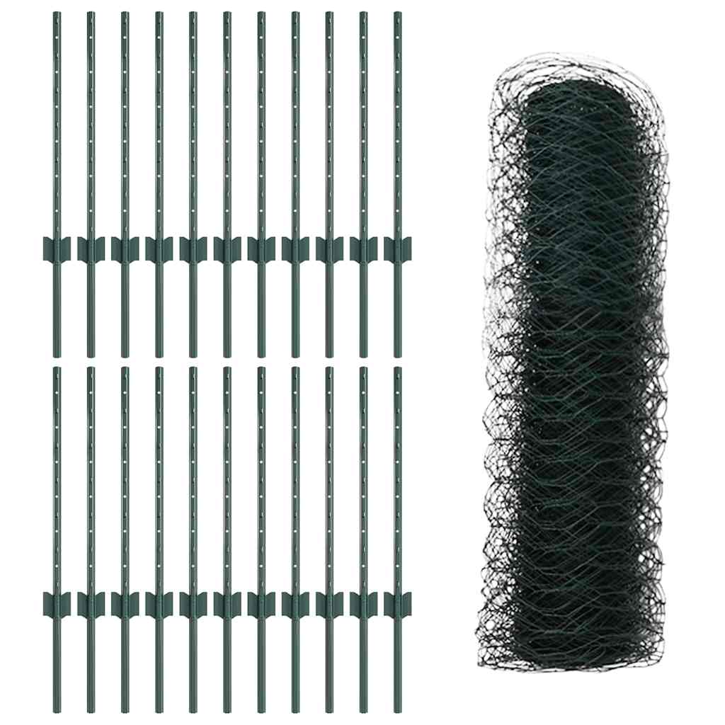 vidaXL Εξαγωνική Φράχτη με Στύλο 50 x 0,5 μ PVC-Επικαλυμμένο Ατσάλι