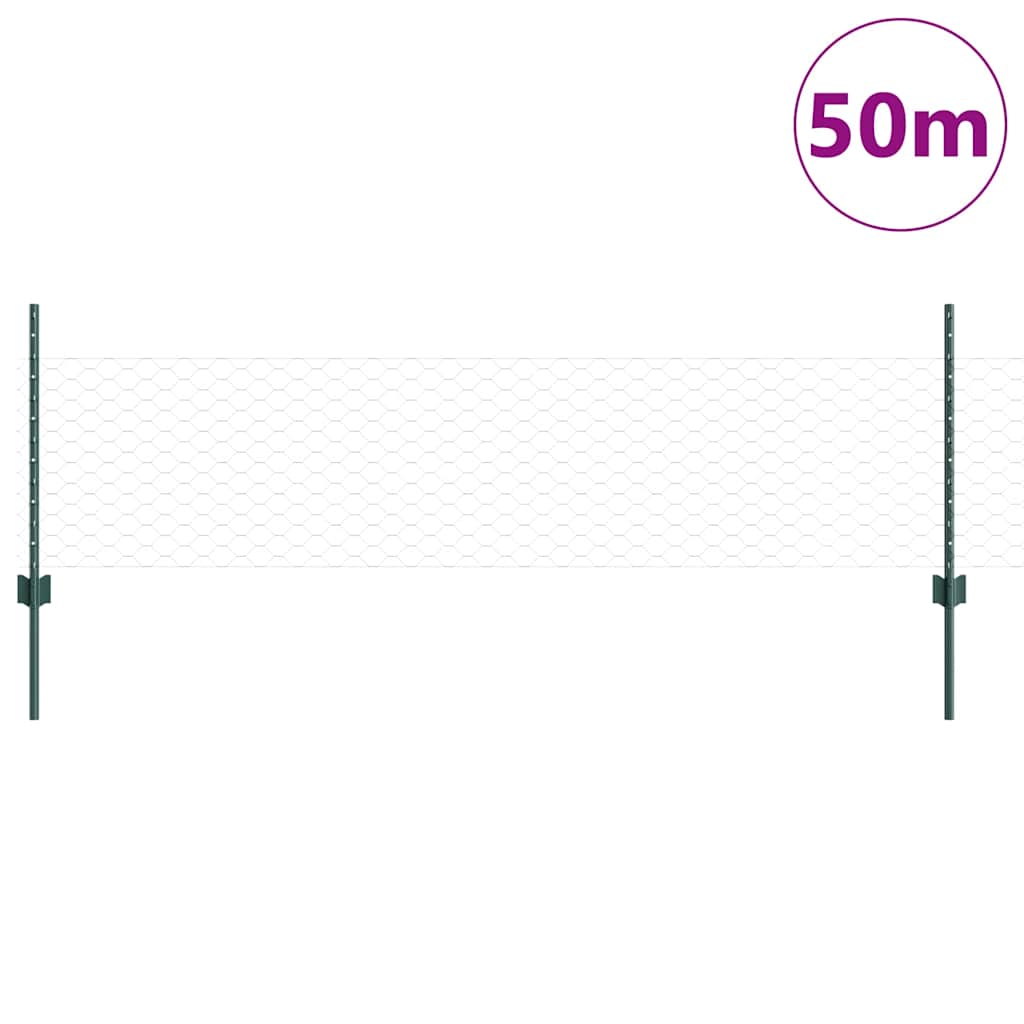 vidaXL Εξαγωνική Φράχτη με Στύλο 50 x 0,5 μ PVC-Επικαλυμμένο Ατσάλι