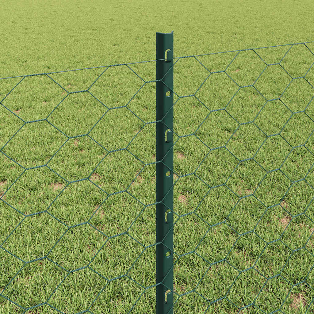 vidaXL Εξαγωνική Φράχτη με Στύλο 50 x 0,8 m PVC-Επικαλυμμένο Ατσάλι