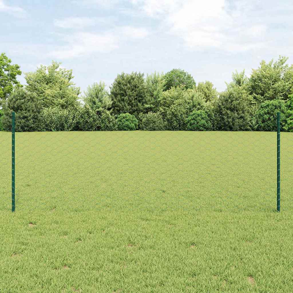 vidaXL Εξαγωνική Φράχτη με Στύλο 50 x 0,8 m PVC-Επικαλυμμένο Ατσάλι