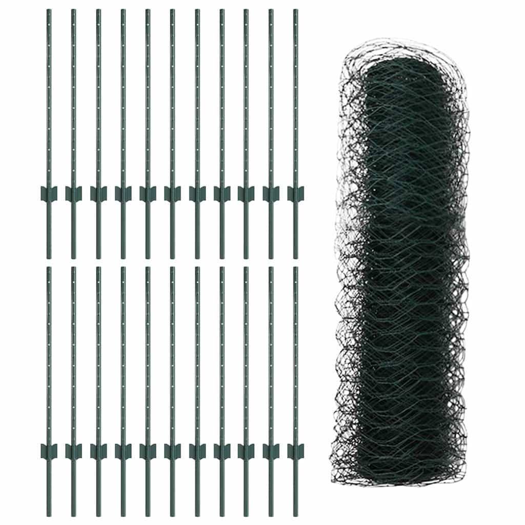 vidaXL Εξαγωνική Φράχτη με Στύλο 50 x 0,8 m PVC-Επικαλυμμένο Ατσάλι