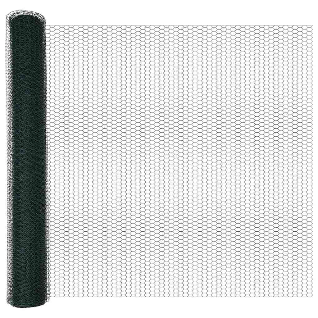 vidaXL Εξαγωνική Φράχτη με Στύλο 50 x 1 m PVC-Επικαλυμμένο Ατσάλι