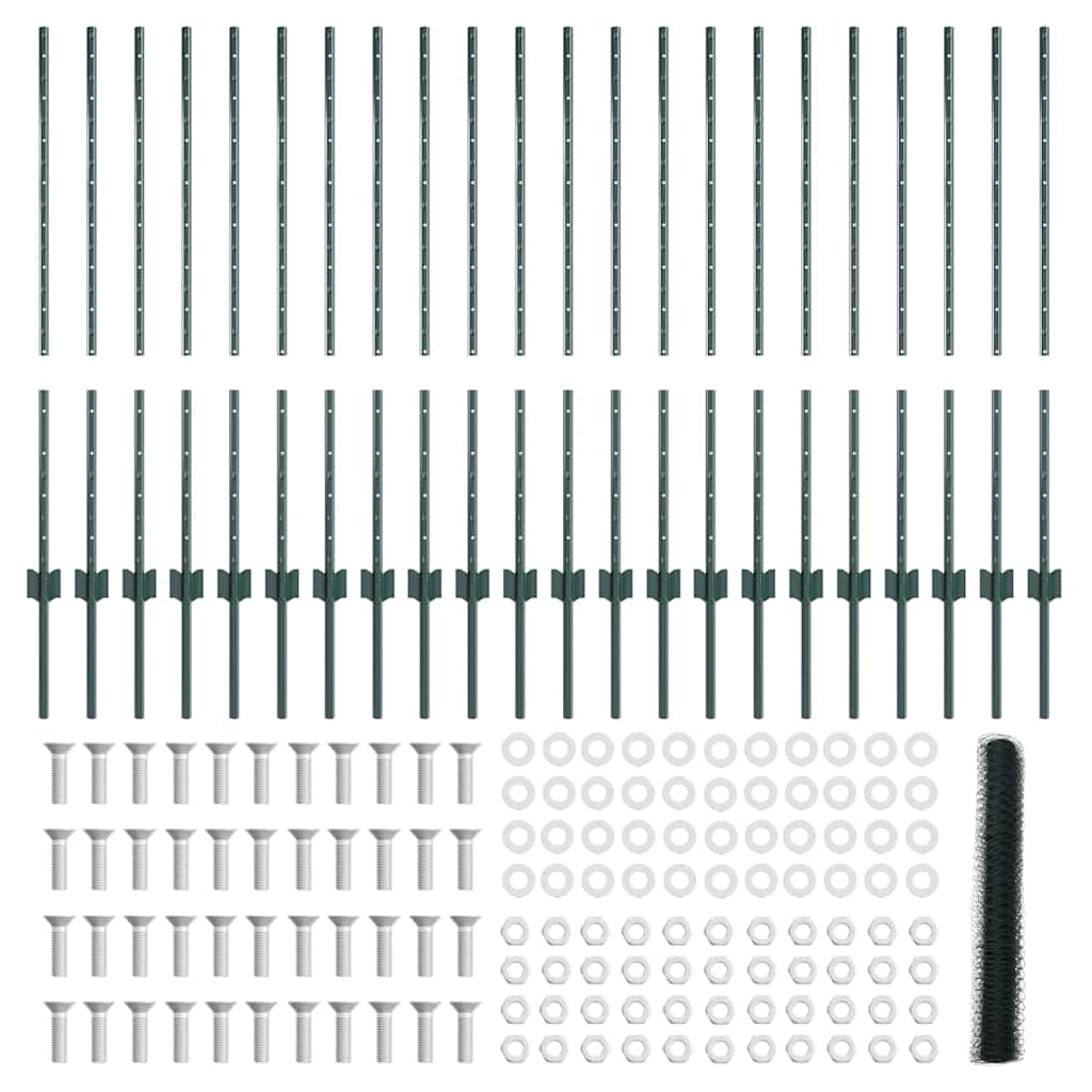 Φράχτες vidaXL 11 τεμ Κανάλι U-Πράσινο 100 εκ Χάλυβας