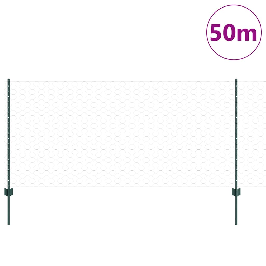 vidaXL Εξαγωνική Φράχτη με Στύλο 50 x 1 m PVC-Επικαλυμμένο Ατσάλι