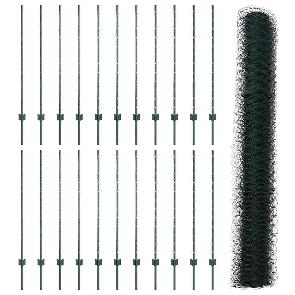 vidaXL Εξαγωνική Φράχτη με Στύλο 50 x 1,2 m PVC-Επικαλυμμένο Ατσάλι