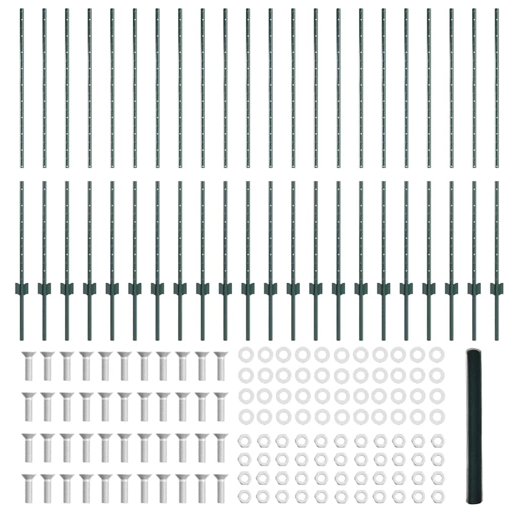 vidaXL Στηρίγματα Φράχτη 11 τεμ U-Channel Πράσινο 140 εκ Χάλυβας