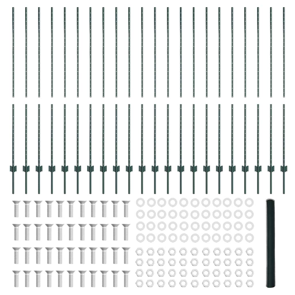 vidaXL Στυλοί Φράχτη 11 τεμάχια U-Channel Πράσινοι 150 cm ΜΕΤΑΛΛΟ