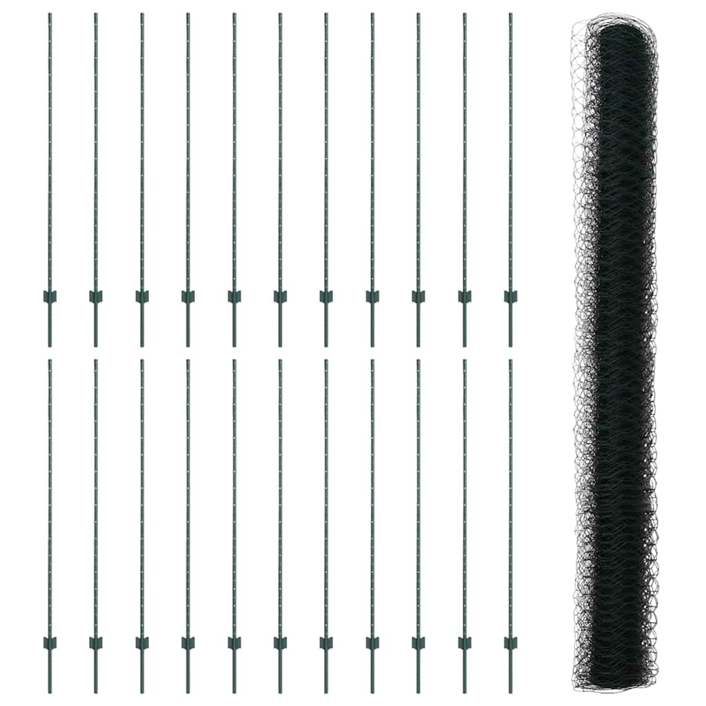 Πόλοι Περίφραξης vidaXL 11 τεμ U-Channel Πράσινο 150 εκ Ατσάλι