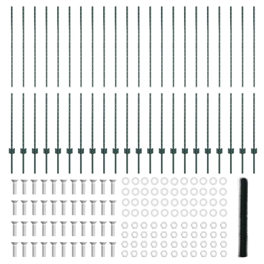 Πόρτες φράχτη vidaXL 11 τεμ U-Channel Πράσινο 160 cm Χάλυβας