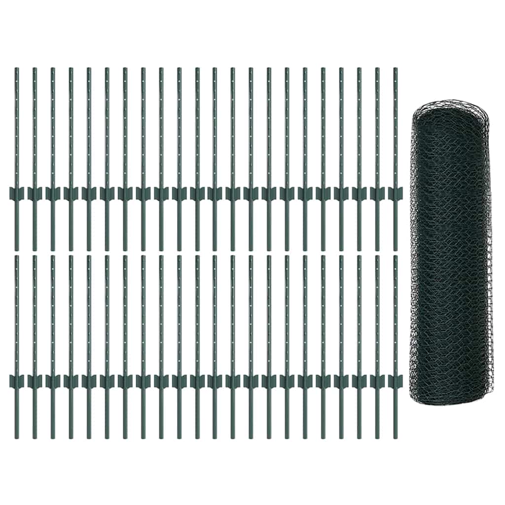 vidaXL Εξαγωνική Φράχτη με Στύλο 100 x 0,6 μ PVC-Επικαλυμμένο Ατσάλι