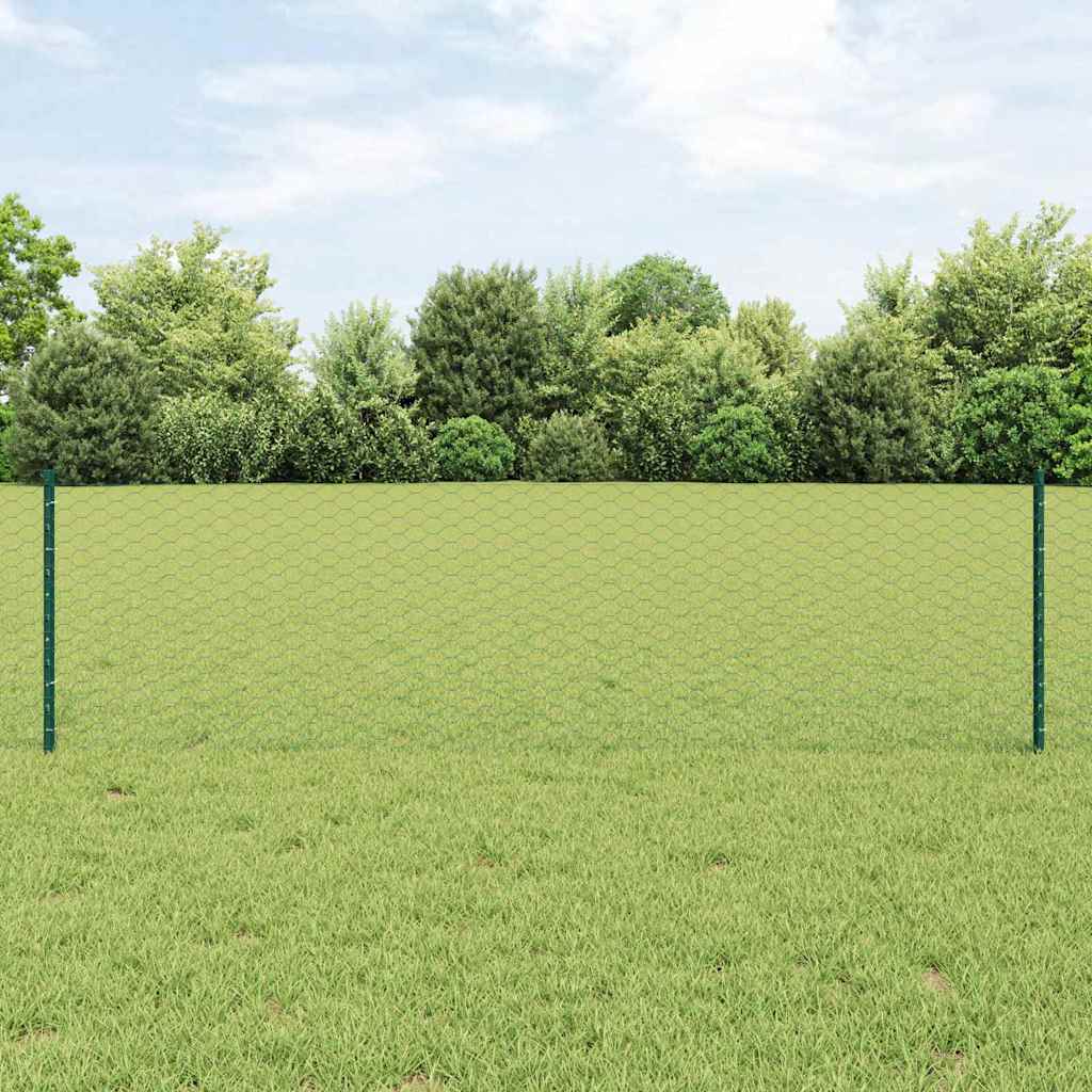 vidaXL Εξαγωνική Φράχτη με Στύλο 100 x 0,6 μ PVC-Επικαλυμμένο Ατσάλι