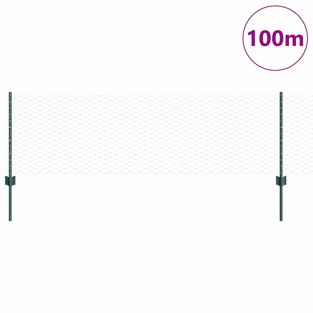 vidaXL Εξαγωνική Φράχτη με Στύλο 100 x 0,6 μ PVC-Επικαλυμμένο Ατσάλι