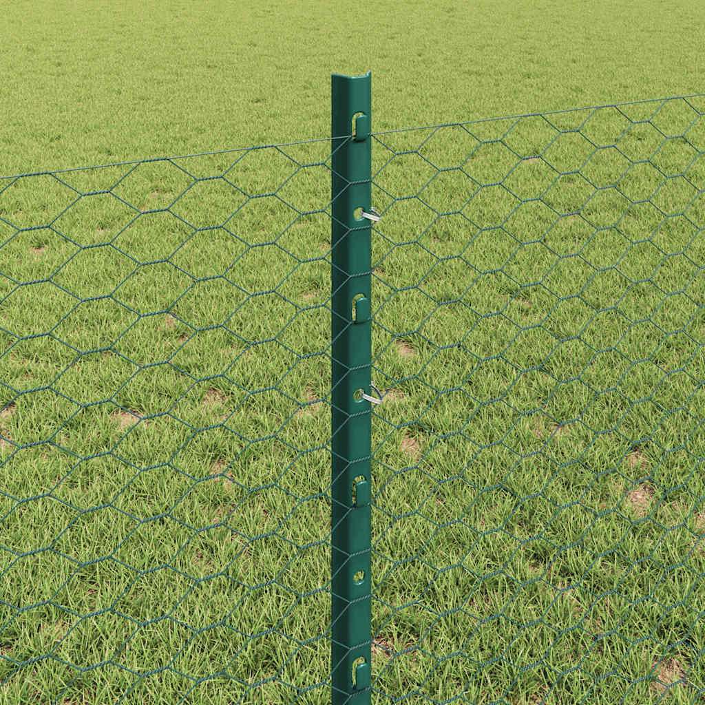 vidaXL Εξαγωνική Φράχτη με Στύλο 100 x 0,8 μ PVC-Επικαλυμμένο Ατσάλι