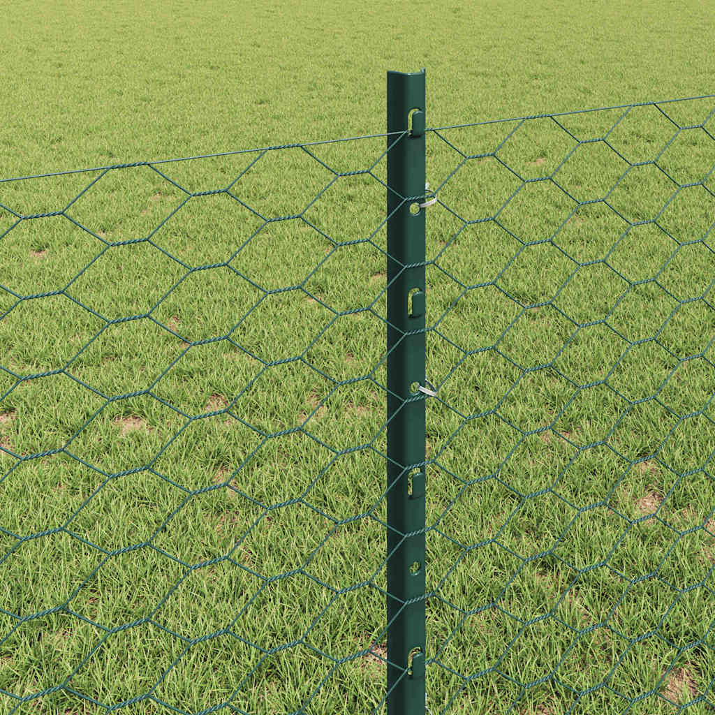 vidaXL Εξαγωνική Φράχτη με Στύλο 100 x 0,8 μ PVC-Επικαλυμμένο Ατσάλι