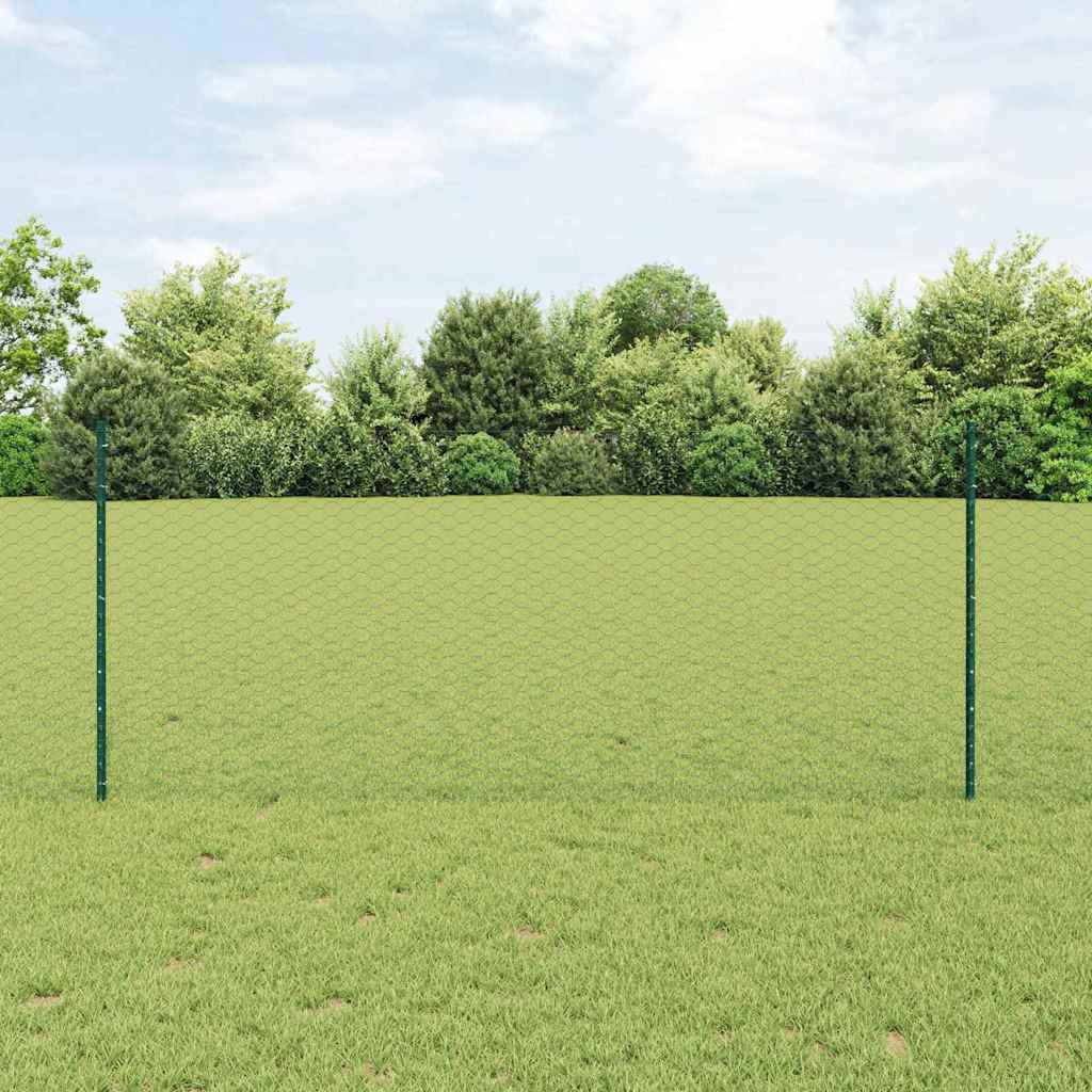 vidaXL Εξαγωνική Φράχτη με Στύλο 100 x 1 μ PVC-Επικαλυμμένο Ατσάλι