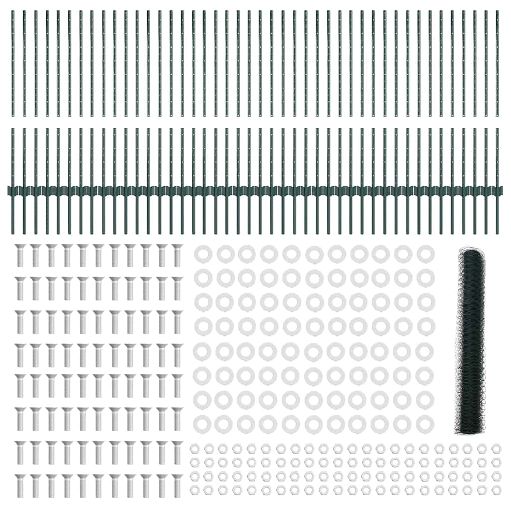 vidaXL Πόλοι Φράχτη 11 τμχ U-Channel Πράσινοι 100 εκ από Σίδερο