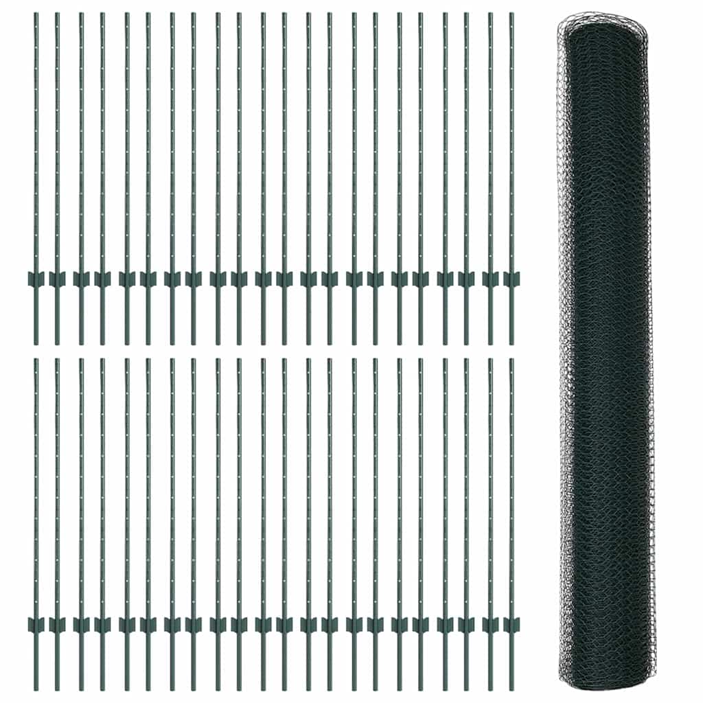 vidaXL Εξαγωνική Φράχτη με Στύλο 100 x 1,2 μ PVC-Επικαλυμμένο Ατσάλι