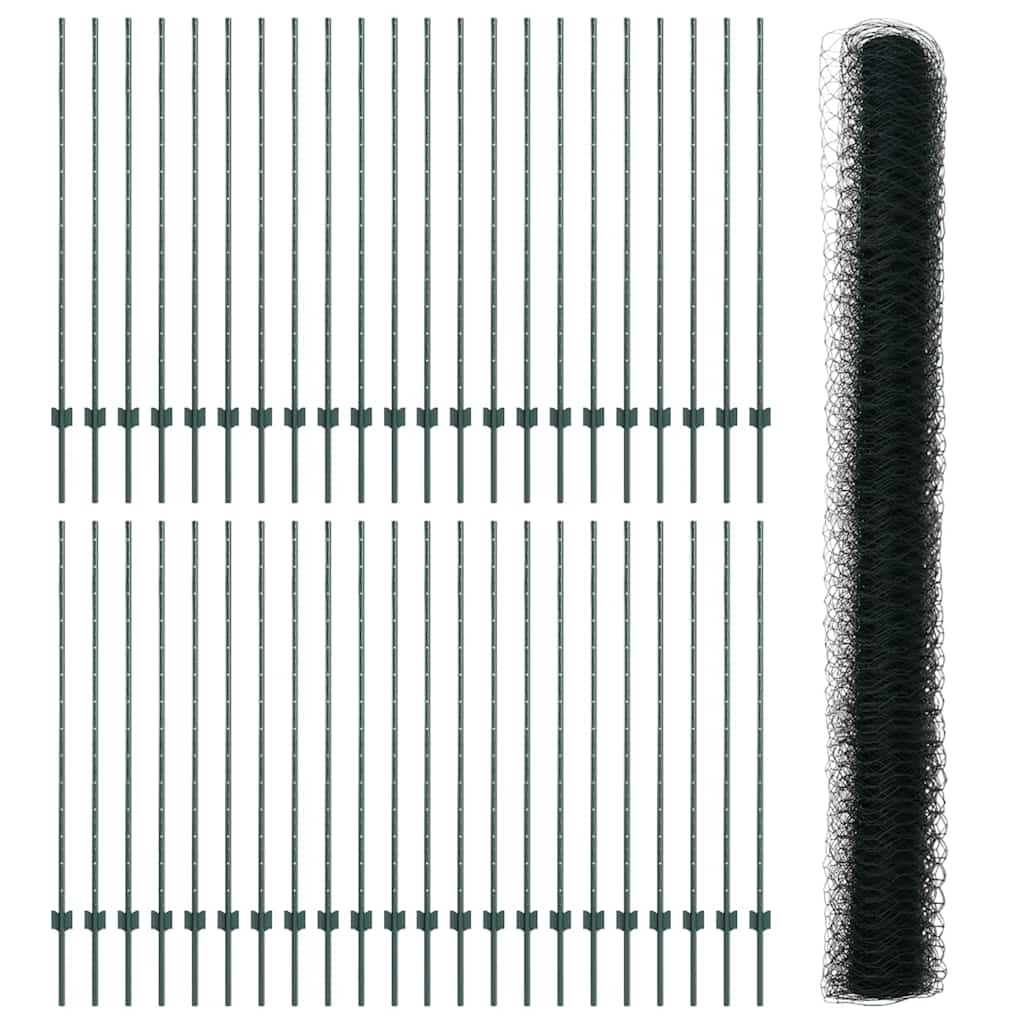 Φράκτες vidaXL Posts 11 τεμ. U-Channel Πράσινο 140 εκ. Ατσάλι