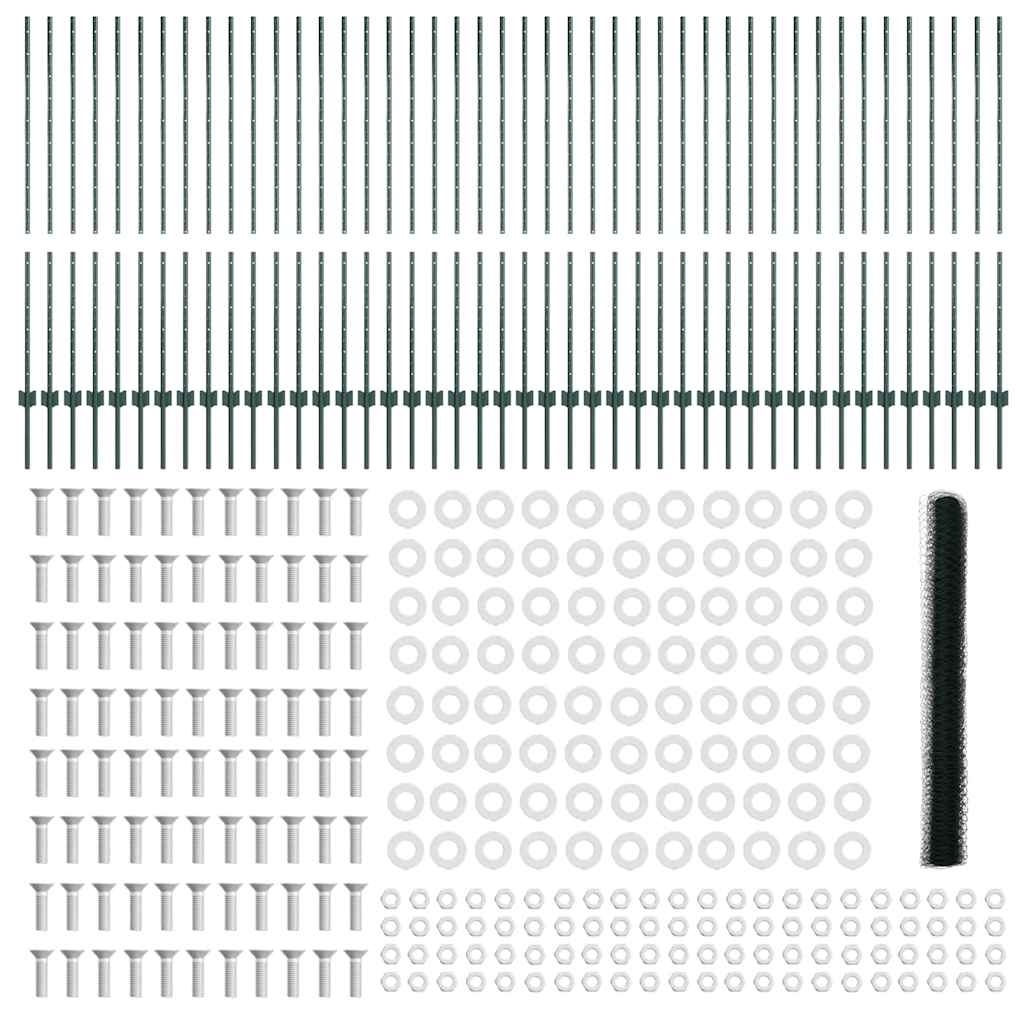 vidaXL Πόλοι Φράχτη 11 τεμ U-Channel Πράσινο 140 εκ Χάλυβας