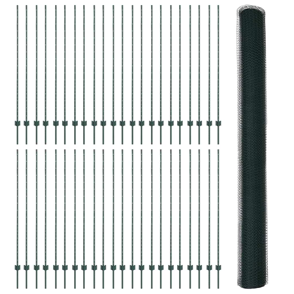 vidaXL Εξαγωνική Φράχτη με Στύλο 100 x 1,5 μ PVC-Επικαλυμμένο Ατσάλι