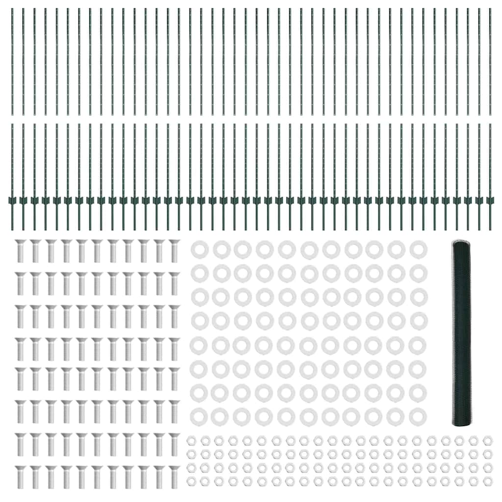 Πόδια Φράχτη vidaXL 11 τεμ U-Channel Πράσινο 160 εκ Χάλυβας