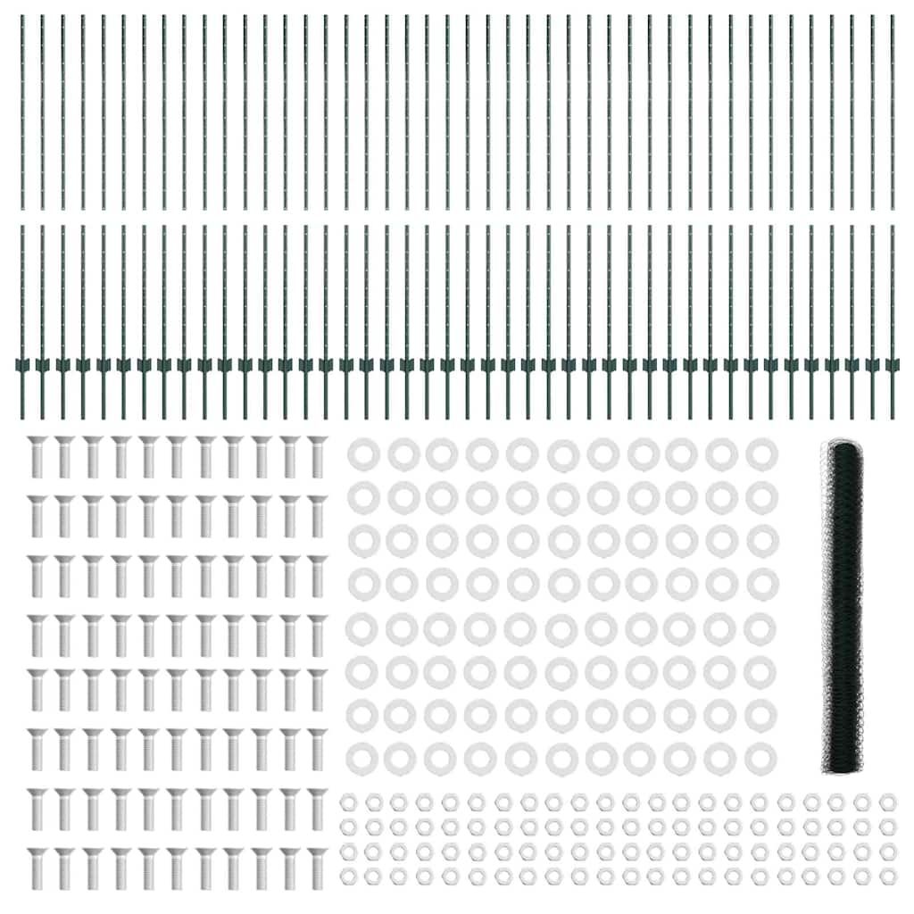 vidaXL Στήλες Φράκτη 11 τμχ U-Channel Πράσινες 160 εκ Ατσάλι
