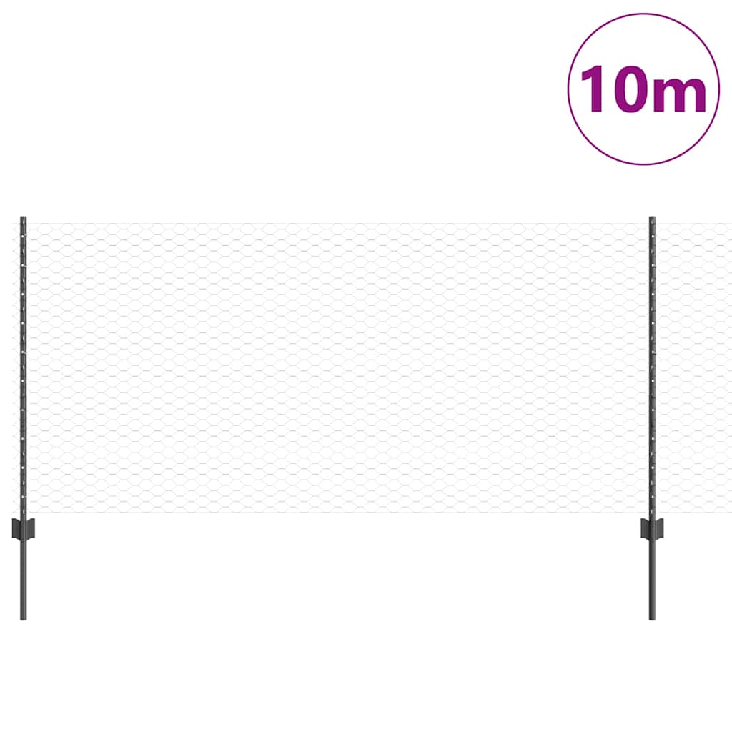 vidaXL Εξαγωνική Φράχτη με Στύλο 10 x 0,8 μ PVC-Επικαλυμμένο Ατσάλι
