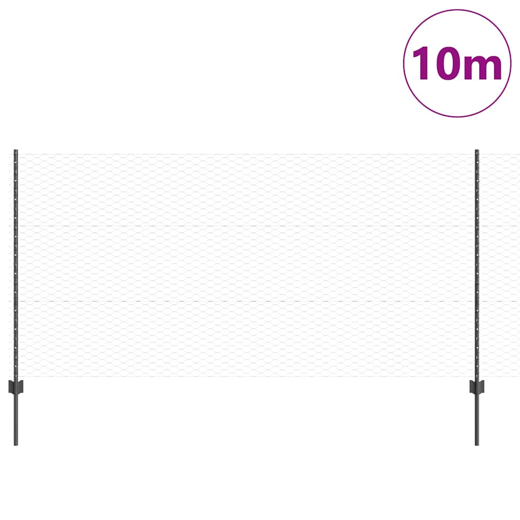 vidaXL Εξαγωνική Φράχτη με Στύλο 10 x 1,2 μ PVC-Επικαλυμμένο Ατσάλι