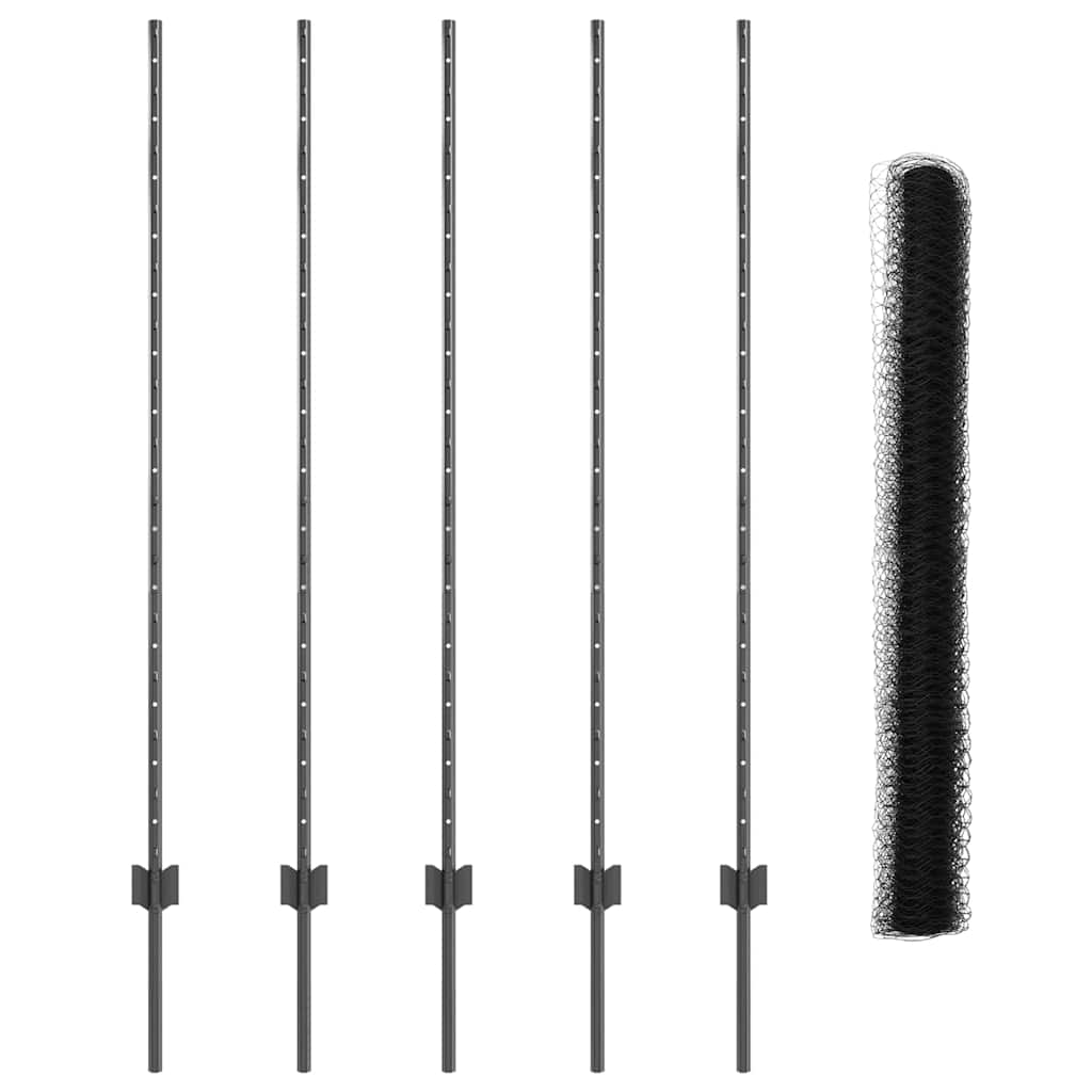 VidaXL Στυλοί Φράκτη 10 τμ U-Channel Γκρι 140 εκ Χάλυβας