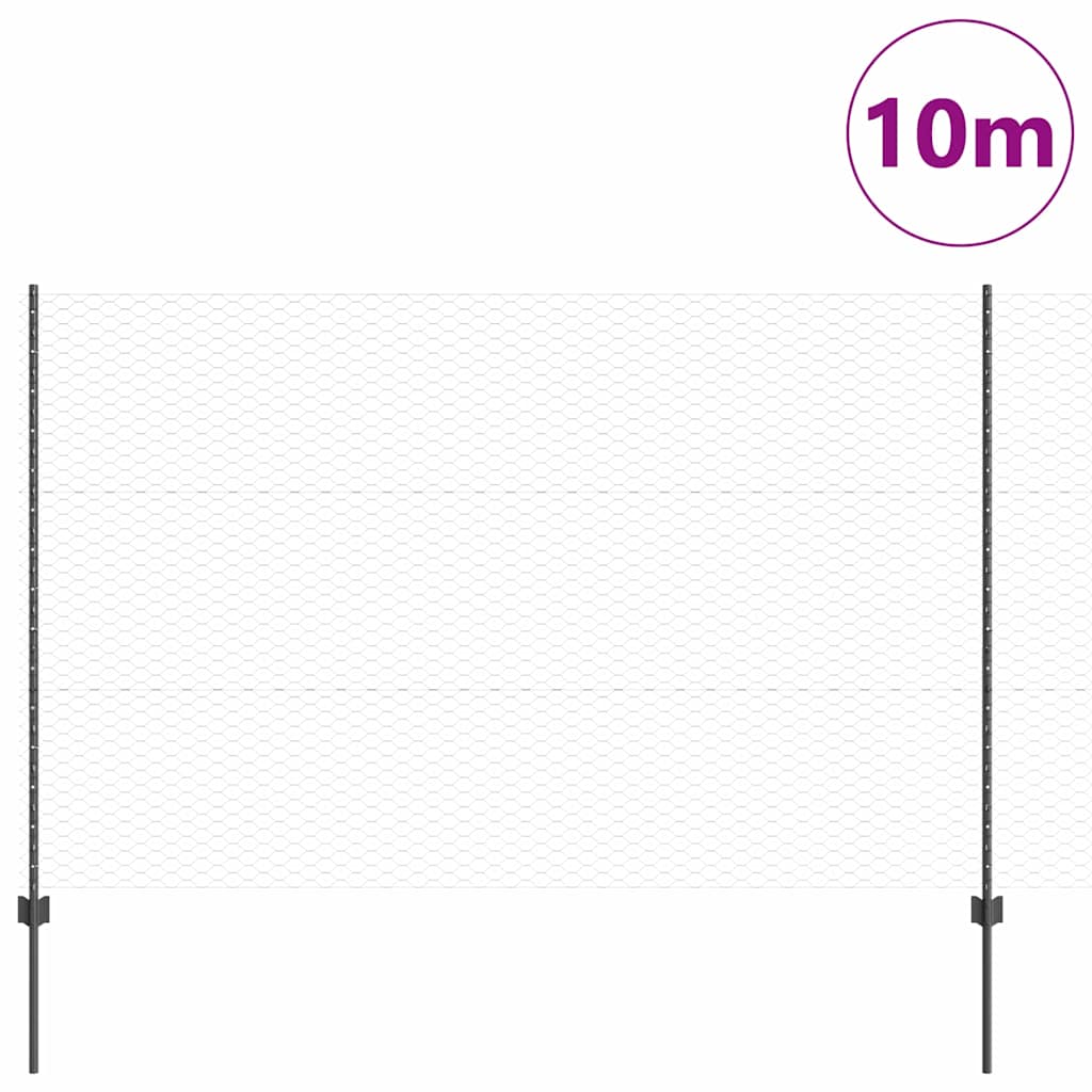 vidaXL Εξαγωνική Φράχτη με Στύλο 10 x 1,5 m PVC-Επικαλυμμένο Ατσάλι