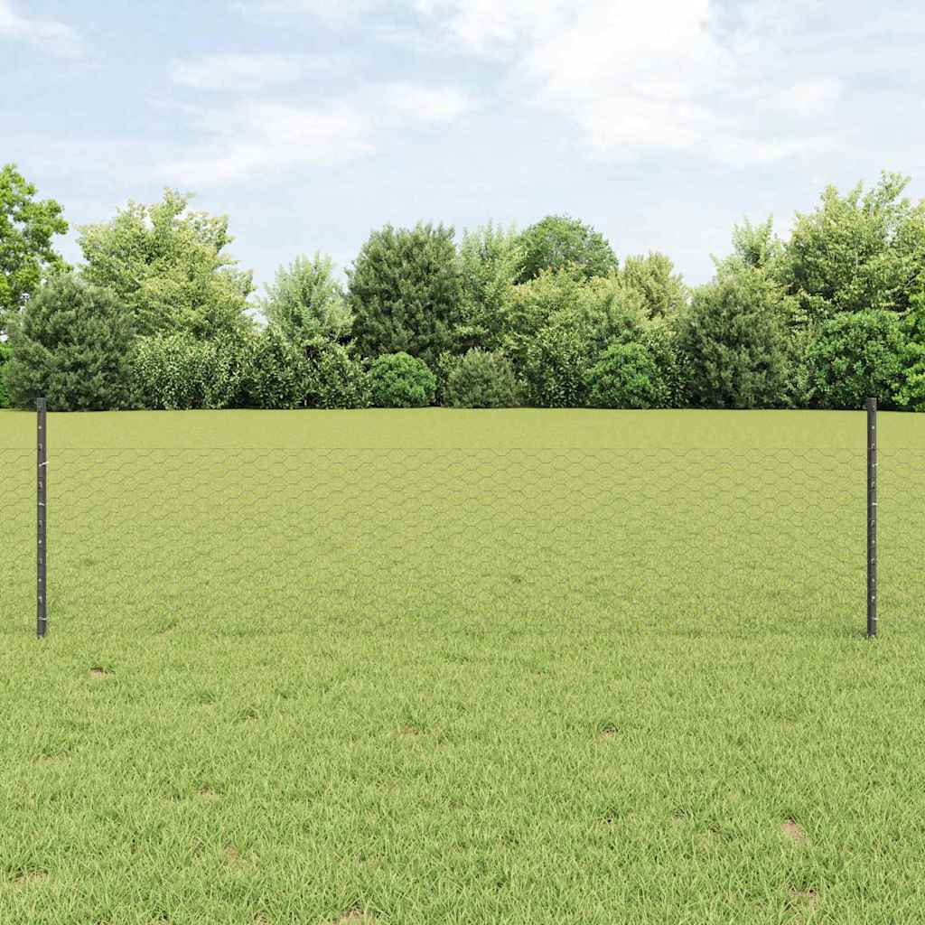 vidaXL Εξαγωνική Φράχτη με Στύλο 25 x 0,5 m PVC-Επικαλυμμένο Ατσάλι