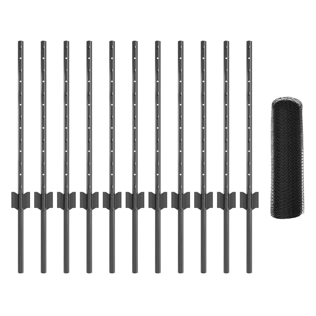vidaXL Εξαγωνική Φράχτη με Στύλο 25 x 0,6 μ PVC-Επικαλυμμένο Ατσάλι