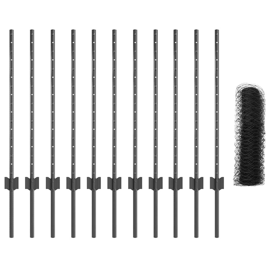 Φράχτες vidaXL 11 τμχ U-Channel Γκρι 80 εκ Χάλυβας
