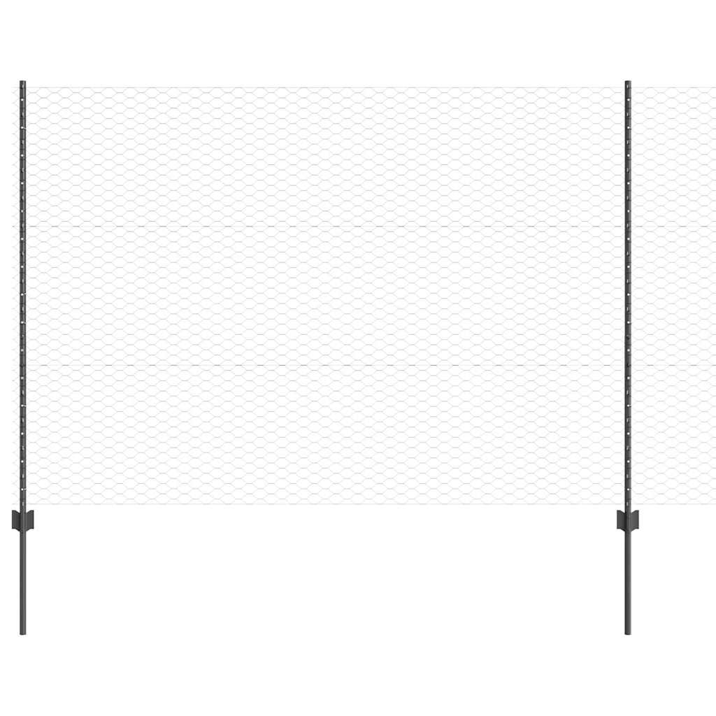 vidaXL Εξαγωνική Φράχτη με Στύλο 25 x 1,5 m PVC-Επικαλυμμένο Ατσάλι