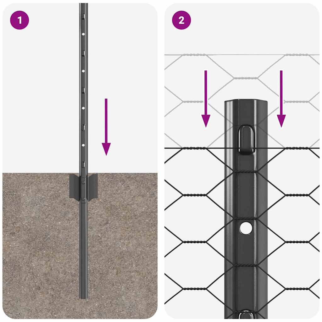 vidaXL Εξαγωνική Φράχτη με Στύλο 50 x 0,5 μ PVC-Επικαλυμμένο Ατσάλι