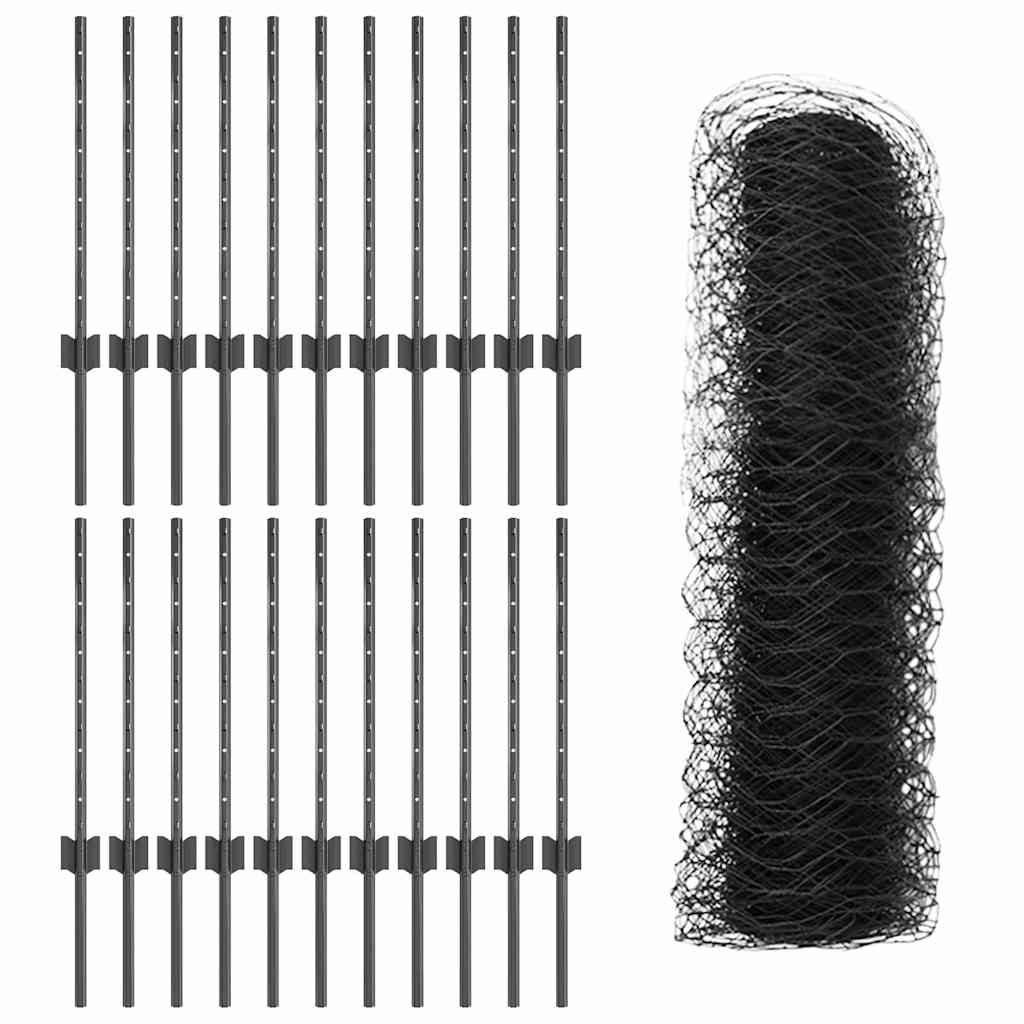 vidaXL Εξαγωνική Φράχτη με Στύλο 50 x 0,5 μ PVC-Επικαλυμμένο Ατσάλι