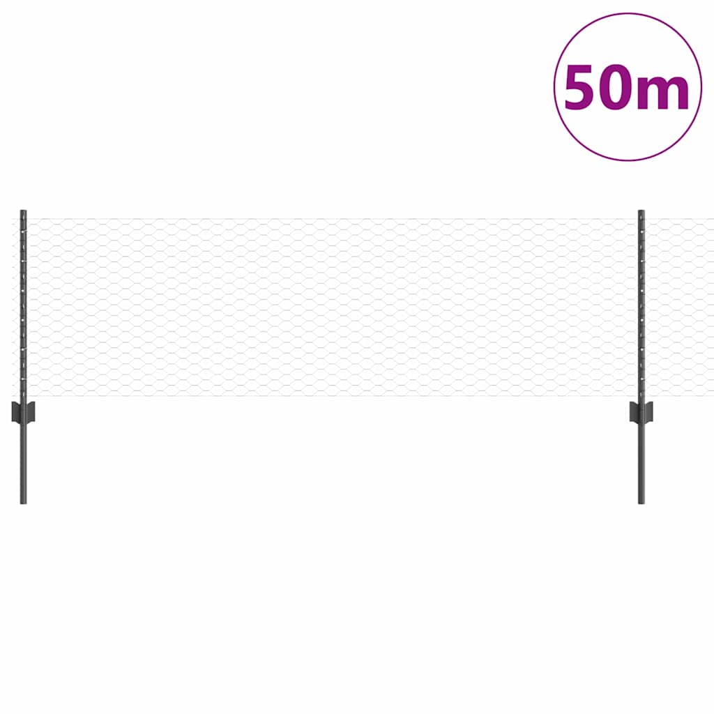 vidaXL Εξαγωνική Φράχτη με Στύλο 50 x 0,6 μ PVC-Επικαλυμμένο Ατσάλι