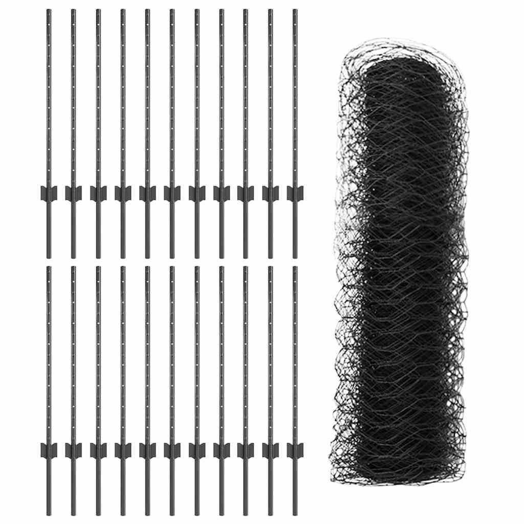 vidaXL Εξαγωνική Φράχτη με Στύλο 50 x 0,8 m PVC-Επικαλυμμένο Ατσάλι