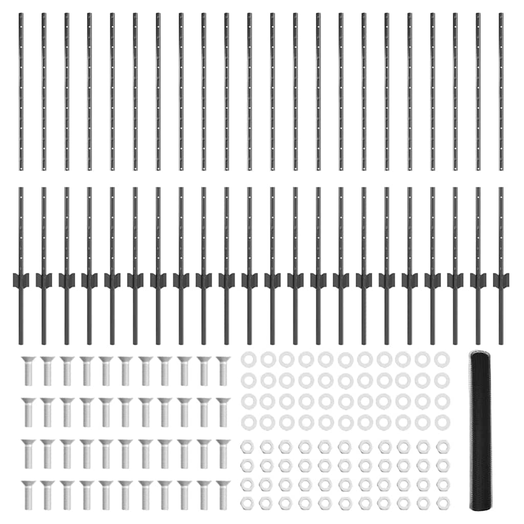 vidaXL Πόνοι Φράκτη 22 τεμ U-Channel Γκρι 100 εκ Ατσάλι
