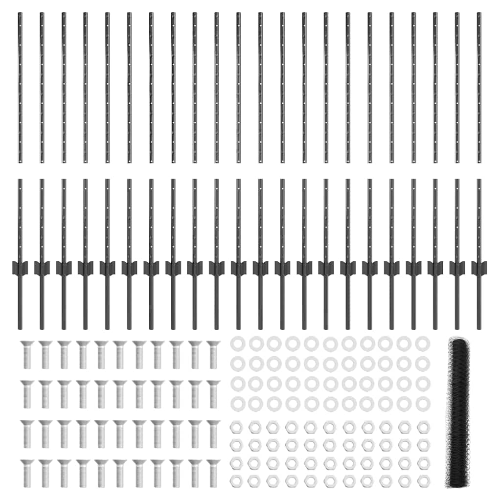 vidaXL Στυλοβάτες Φράκτη 22 τεμάχια U-Channel Γκρι 100 εκ Χάλυβας