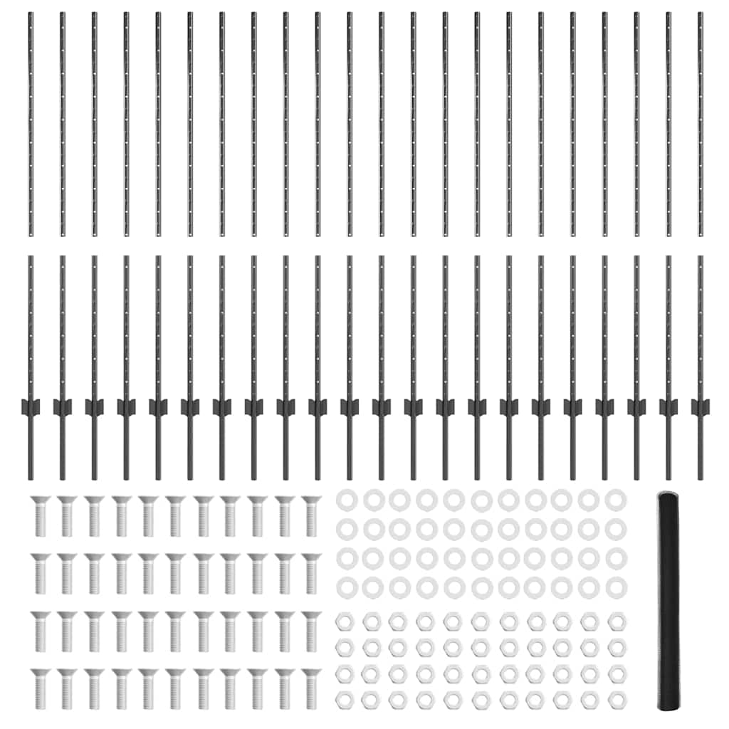 vidaXL Στήλες φράχτη 22 τμχ U-Channel Γκρι 140 εκ. Χάλυβας