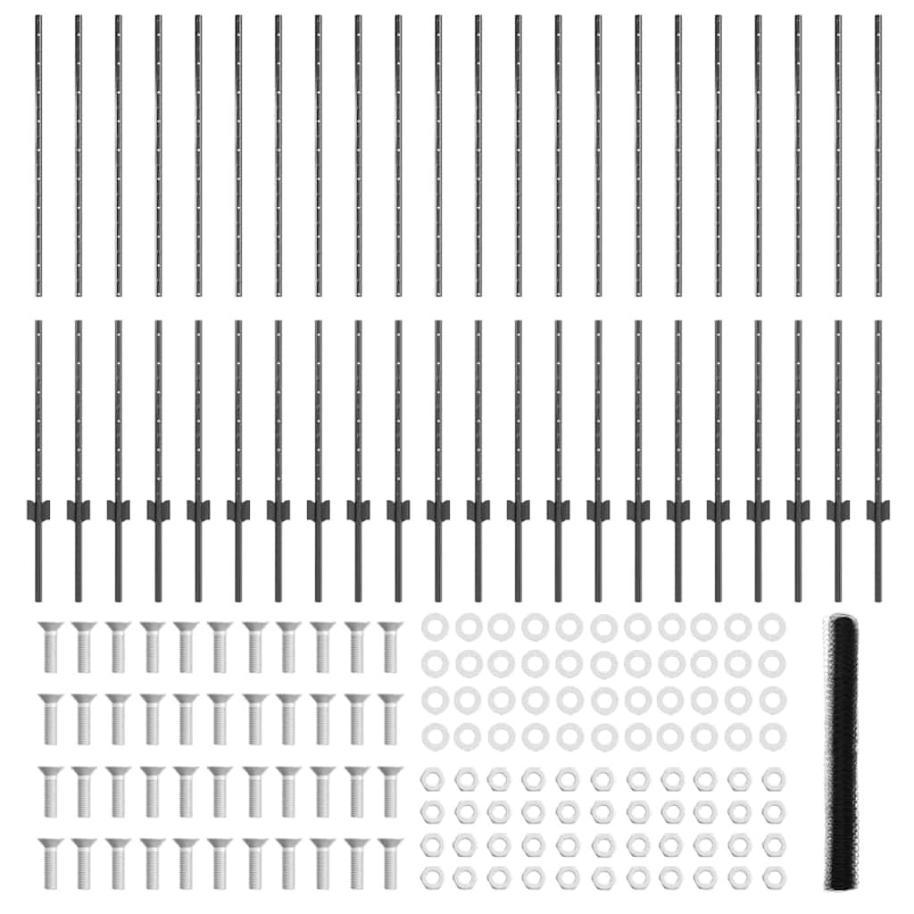vidaXL Στηρίγματα Περίφραξης 22 τμχ U-Channel Γκρι 140 εκ Χάλυβας